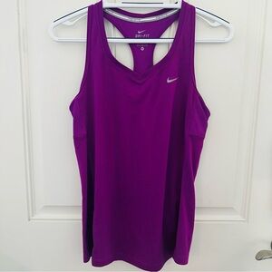 Nike Tank Top M | Purple Dri-Fit V-Neck Racerback Running Mesh Panel